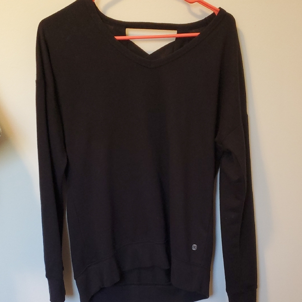 Black V-Neck Long Sleeve Top